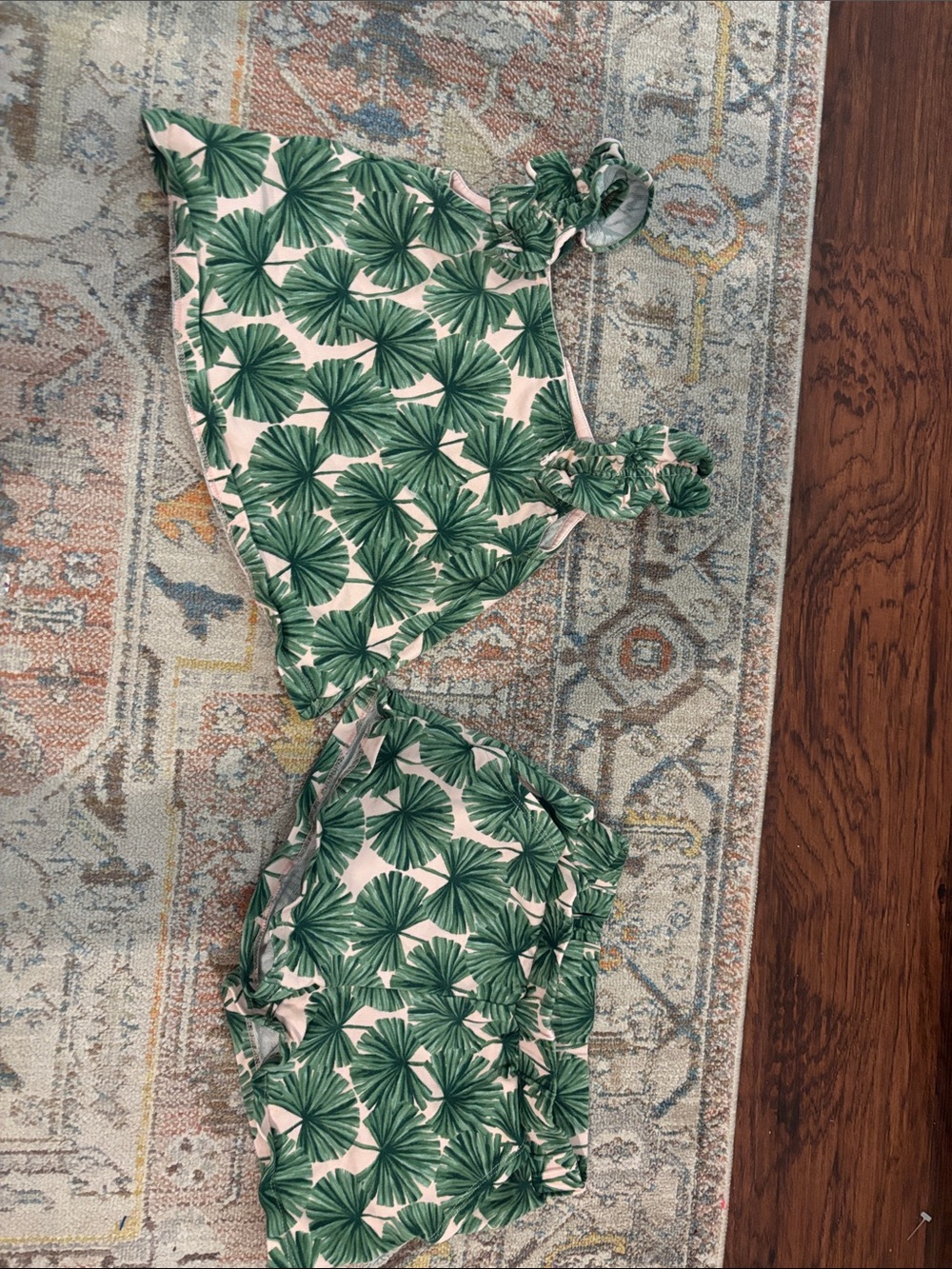 Janie and Jack Green Palm Print Girls Matching Set